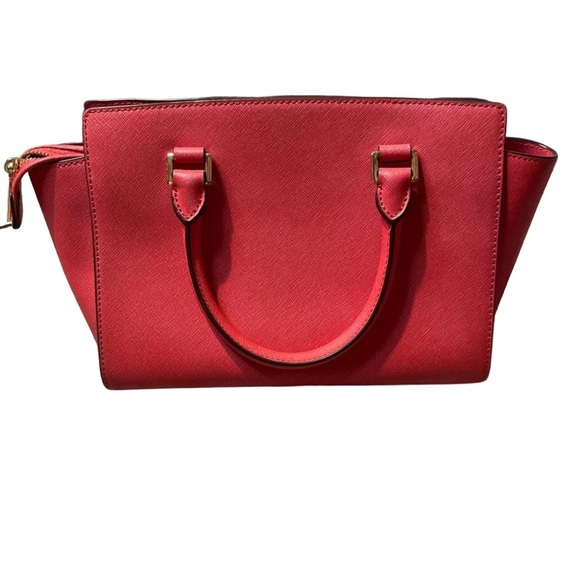 Michael Kors Selma Medium red orange Saffiano Purse - Picture 3 of 8